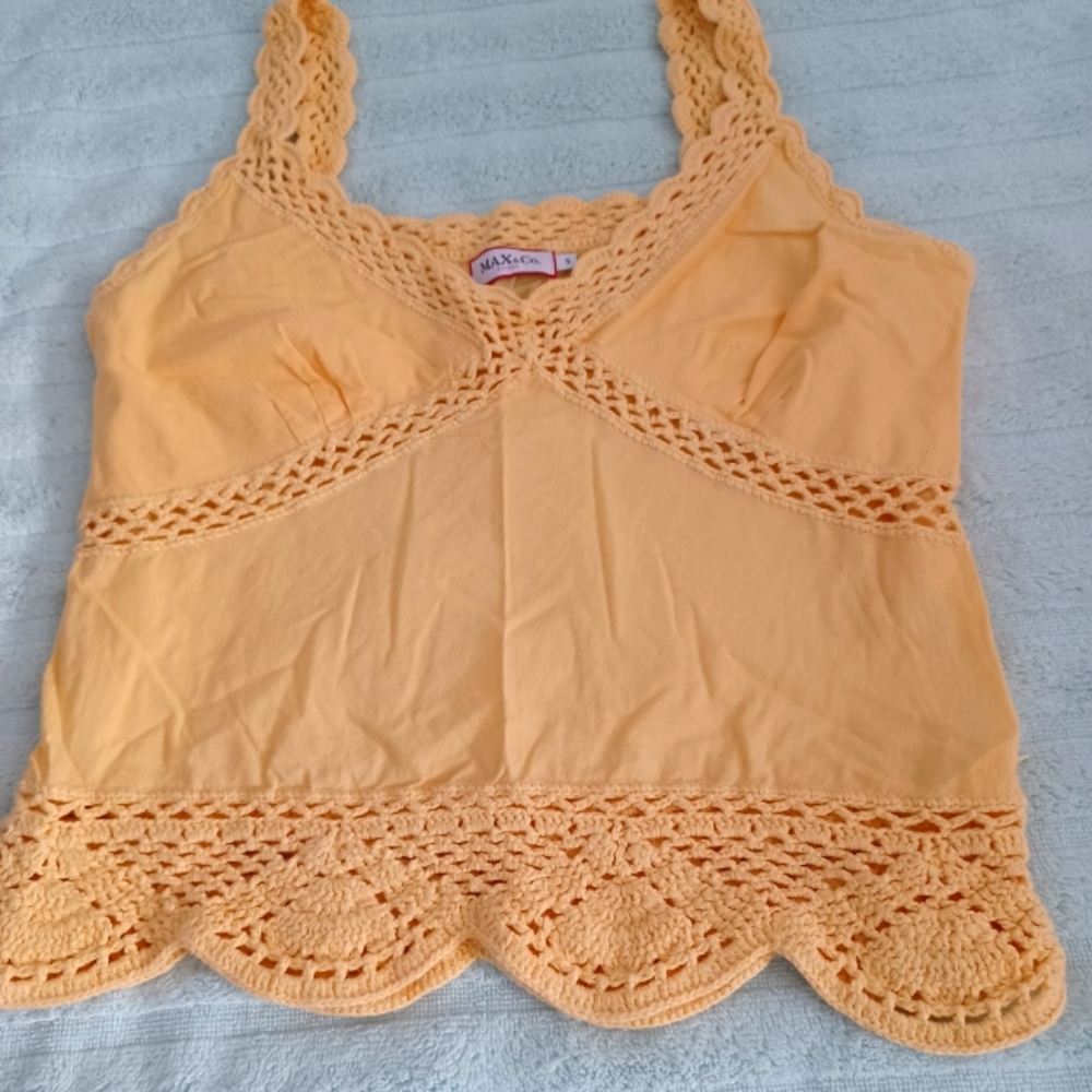 Max & Co Pretty Crochet Yellow Mango Top Size Small